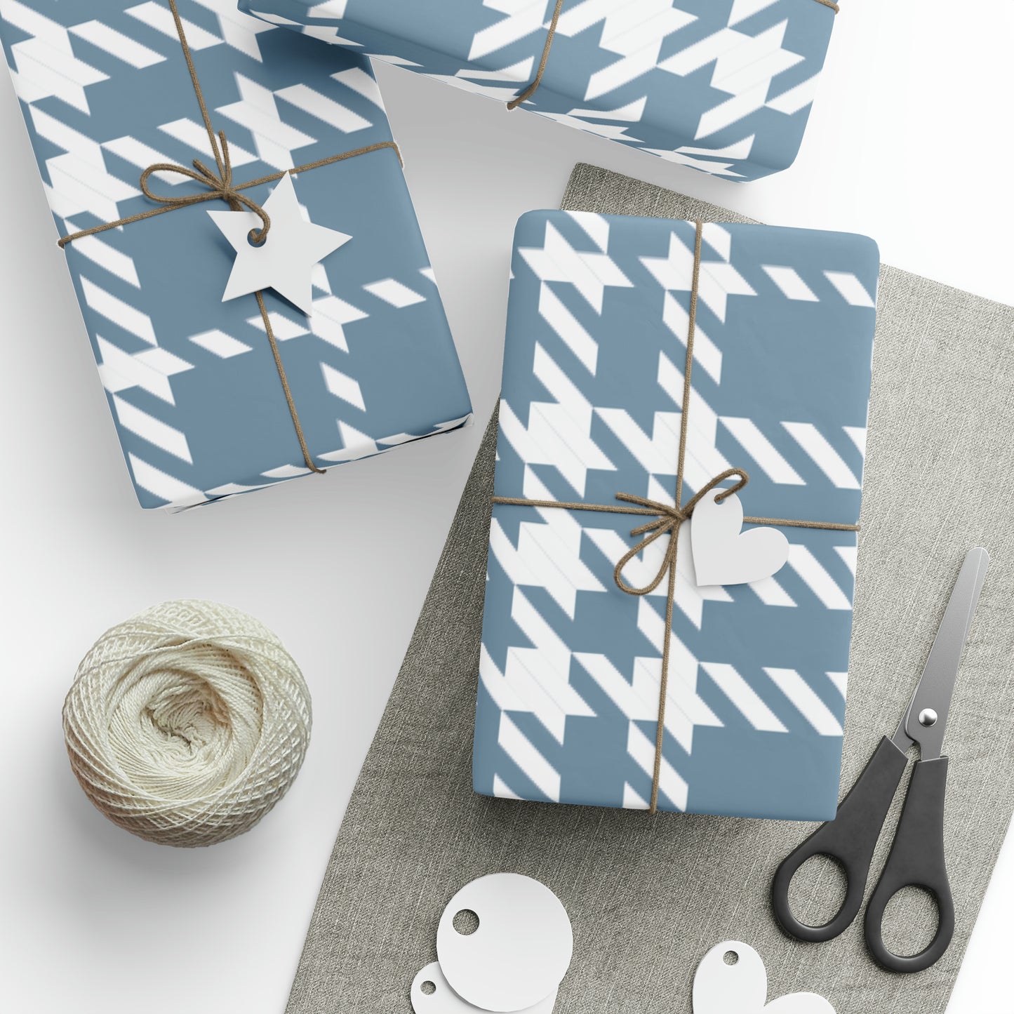 Blue Houndstooth Wrapping Paper