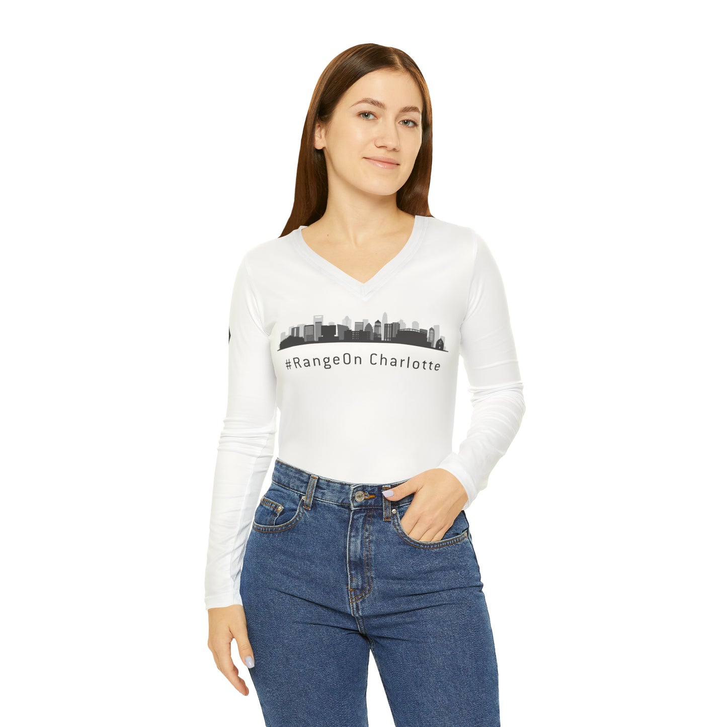 Charlotte Skyline - Women's Long Sleeve V-neck Shirt