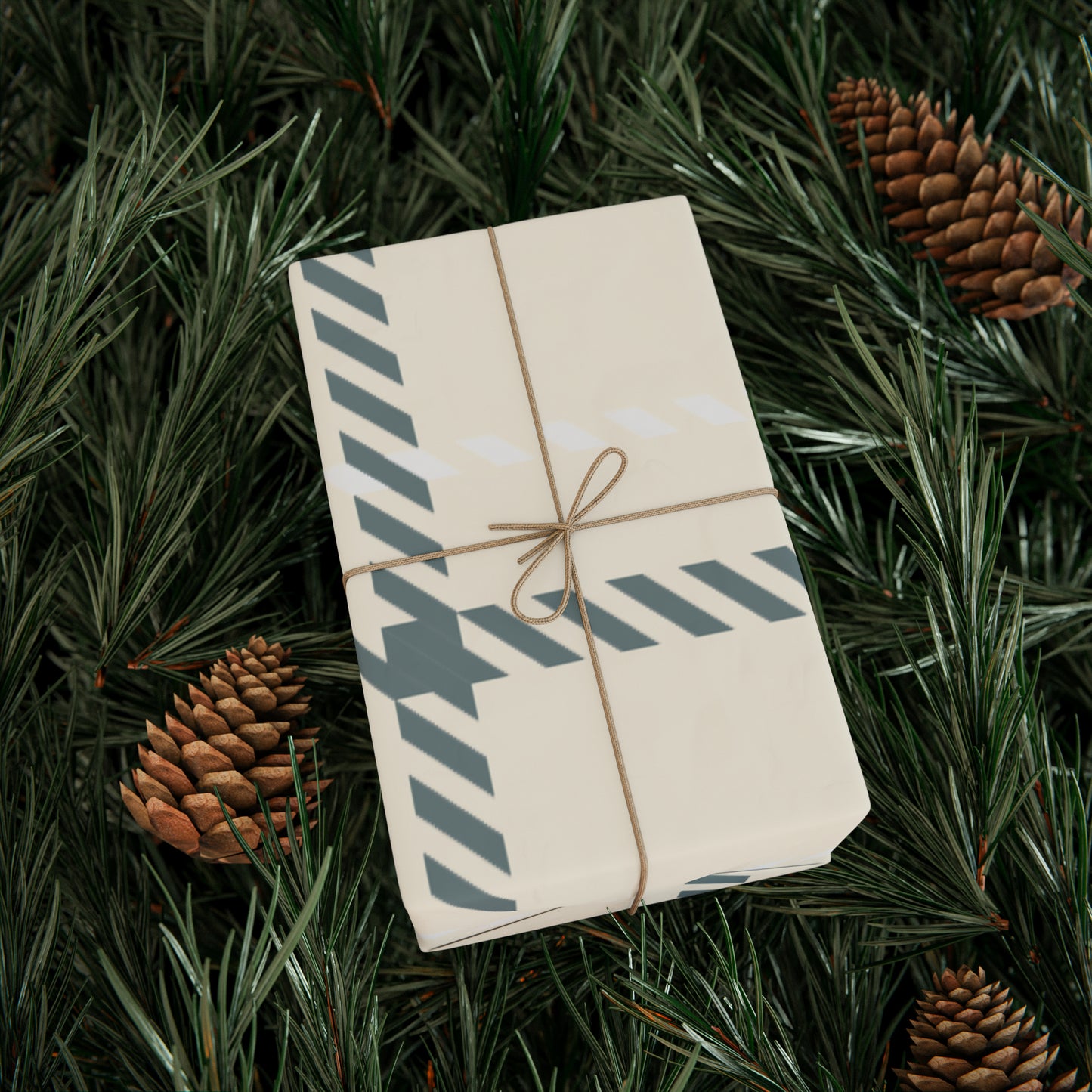 Green and Cream Plaid Wrapping Paper