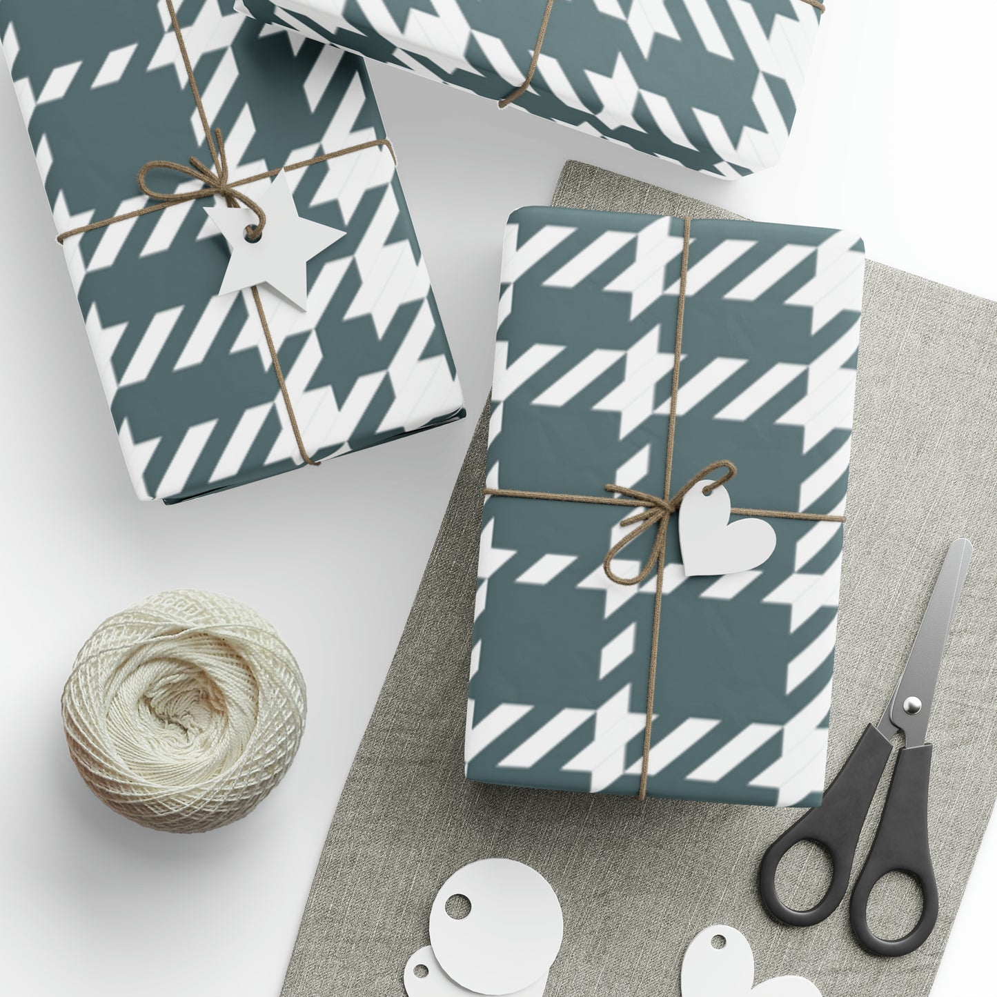 Green Houndstooth Wrapping Paper