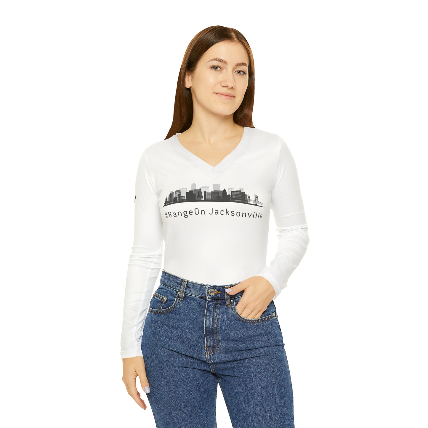 Jacksonville Skyline - Women's Long Sleeve V-neck Shirt (AOP)