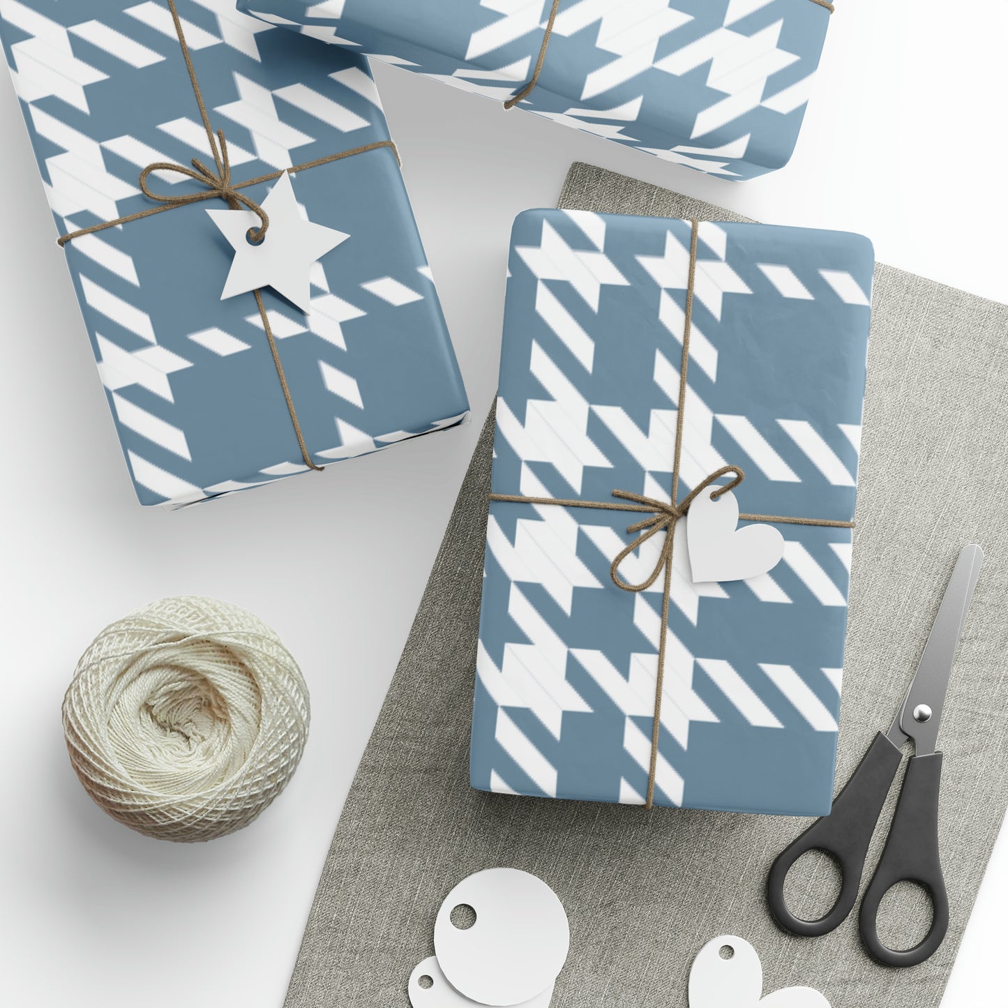 Blue Houndstooth Wrapping Paper