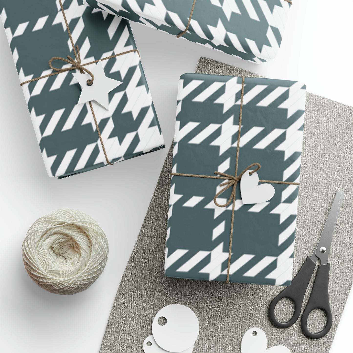 Green Houndstooth Wrapping Paper